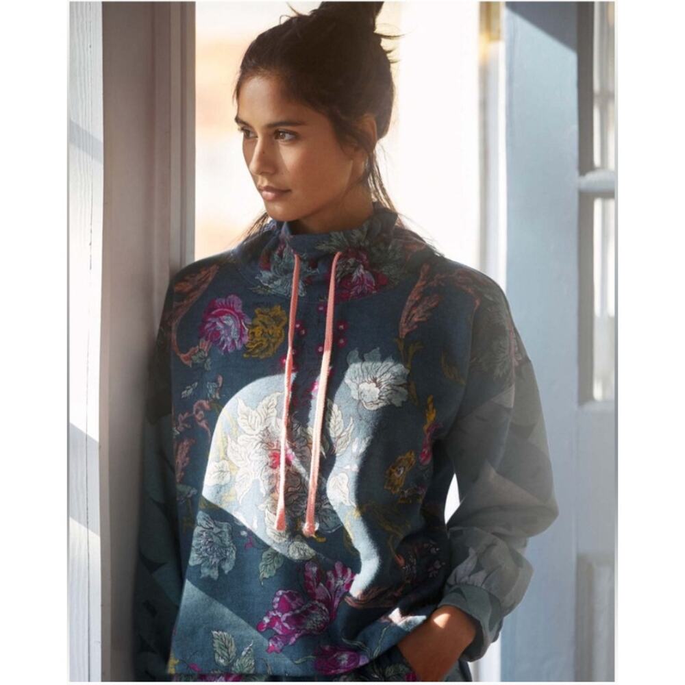 Anthropologie Daily Practice Cowl Neck Pullover Sweatshirt Floral Mixed Print